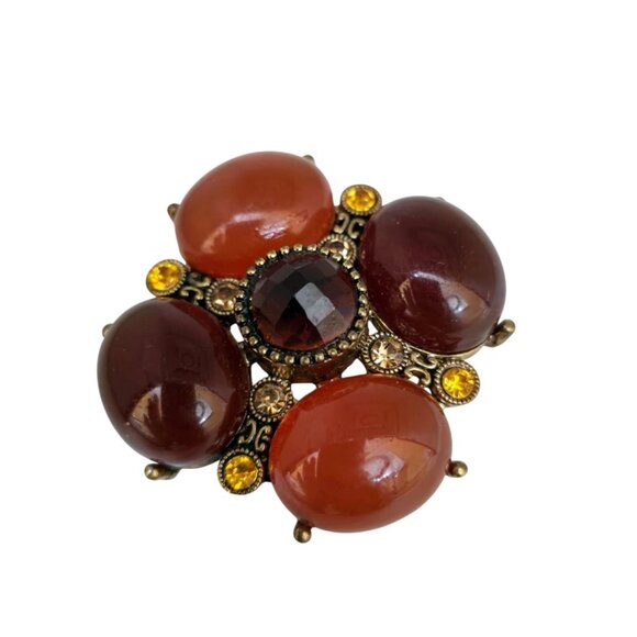 Vintage Jeweled Acrylic Brooch (A7862) - Picture 3 of 5